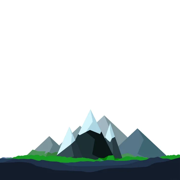 Montagnes plat sur blanc — Image vectorielle
