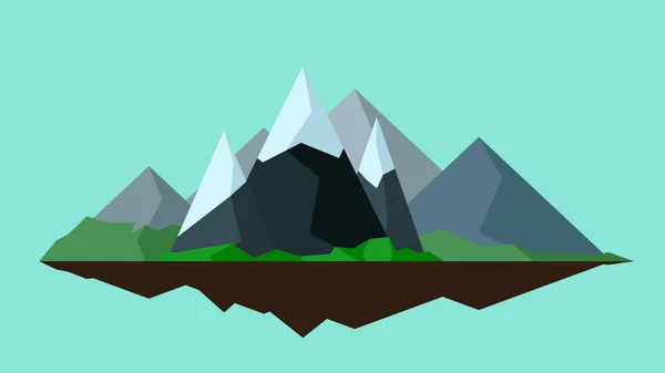 Montagnes plat sur bleu — Image vectorielle