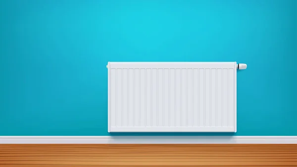 Radiator op blauwe muur — Stockvector