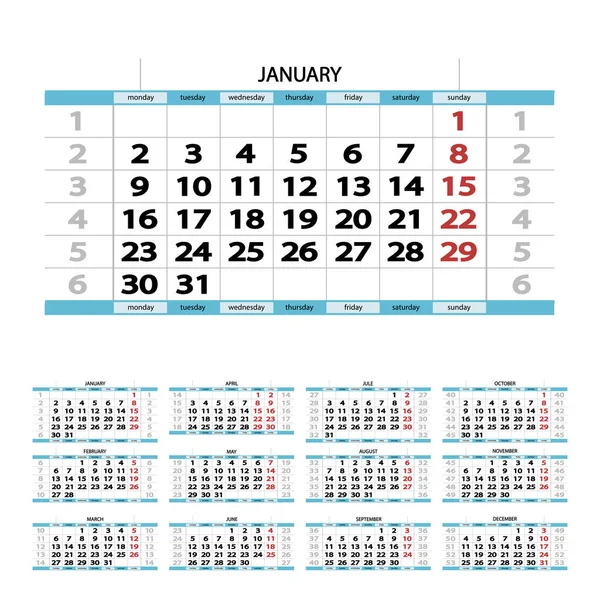 Blue calendar 01 — Stock Vector