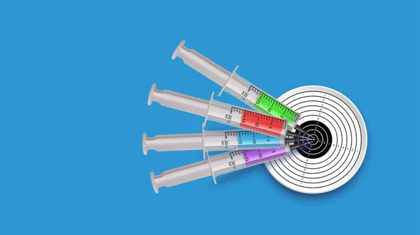 Target syringes on blue — Stock Vector