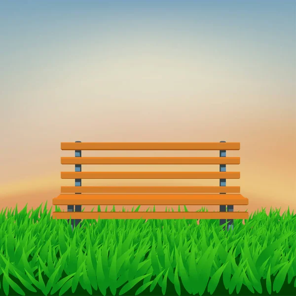 Bench on green grass — Stock Vector