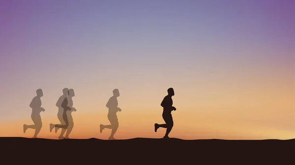 Läufer bei Sonnenuntergang — Stockvektor