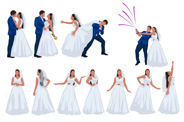 Brudgummen och bruden på vit bakgrund — Stock vektor