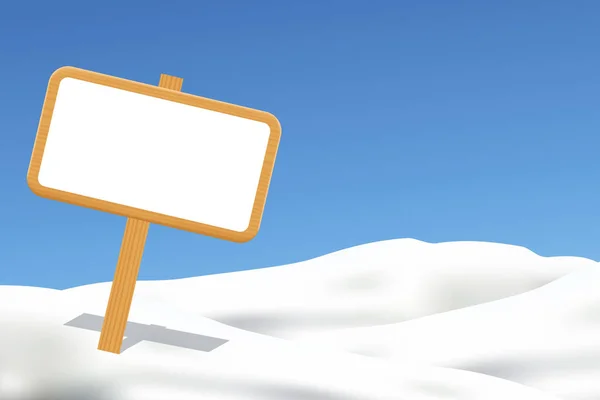 Drewniany znak w śniegu na błękitne niebo — Wektor stockowy