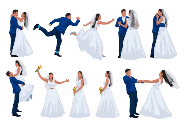 Ensemble de mariage de marié et de mariée — Image vectorielle