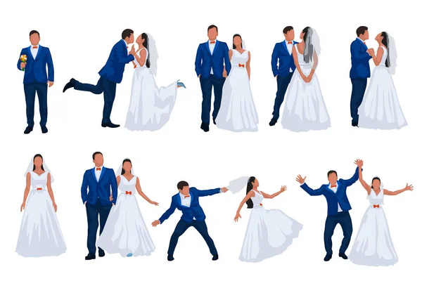 Hochzeitsset Bräutigam und Braut — Stockvektor