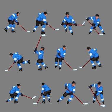 3 renkli hokey oyuncusu ayarla