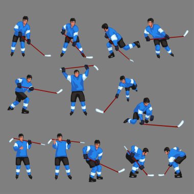 4 renkli hokey oyuncusu ayarla