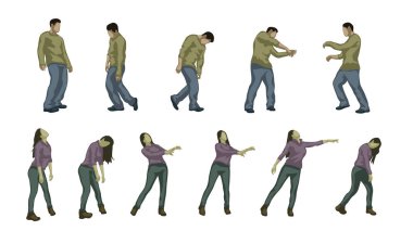 2 renkli zombi ayarla