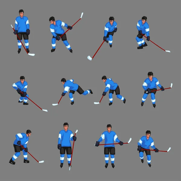 Conjunto de jugador de hockey de color — Vector de stock