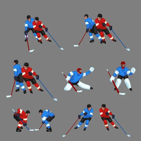 Colored hockey player set 5 — Stock Vector