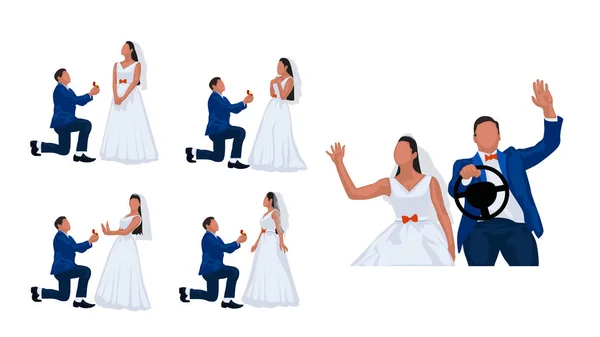 Pareja de boda conjunto 4 — Vector de stock