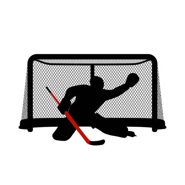 Silueta portero de hockey — Vector de stock