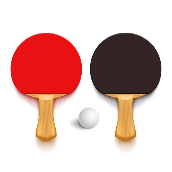 Raquetas de ping pong con sombras — Vector de stock