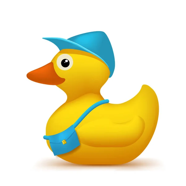 Hračka kachna s modrou čepicí — Stockový vektor