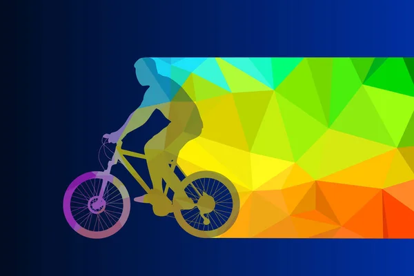 Manliga färgglada siluett på cykel — Stock vektor