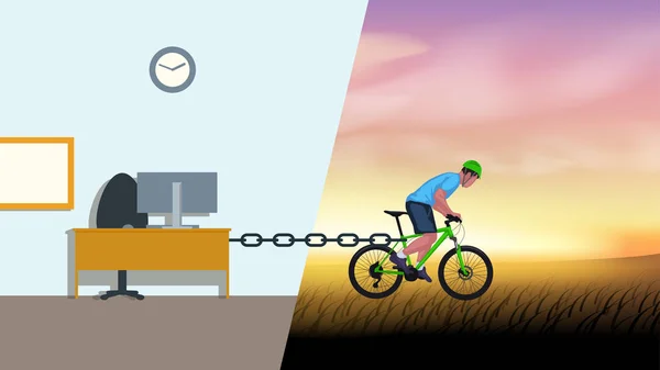 Велосипедист і офіс — стоковий вектор
