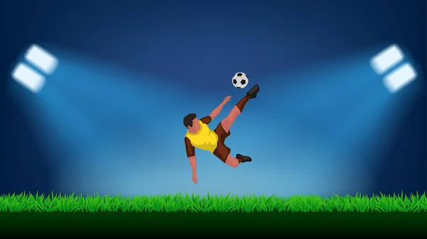 Jugador de fútbol en el estadio — Vector de stock