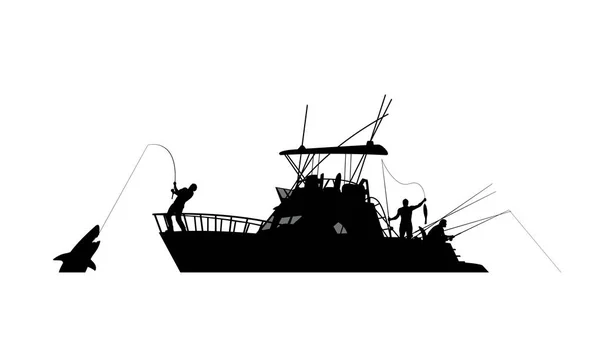 Boot vissen silhouet — Stockvector