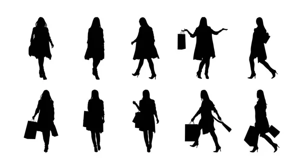 Fashion woman silhouette set — Stock Vector