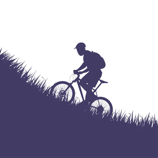 Homme sur silhouette de vélo — Image vectorielle