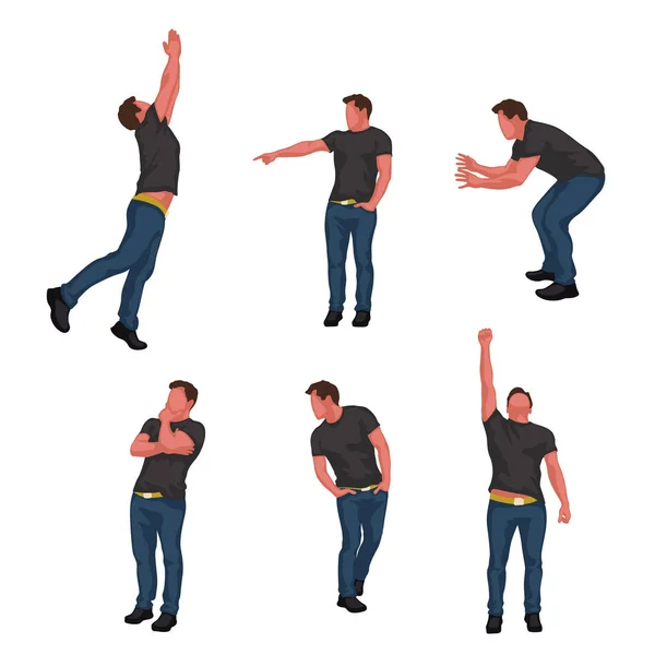 Hombre conjunto diferentes poses — Vector de stock