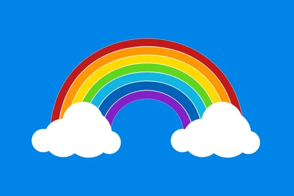 Platte regenboog op blauw — Stockvector
