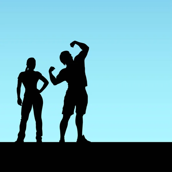Entraîneurs de fitness silhouettes — Image vectorielle