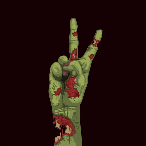Grön zombie hand på svart — Stock vektor