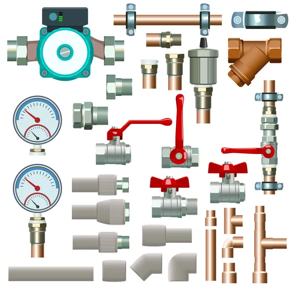 Набор оборудования для отопления — стоковый вектор