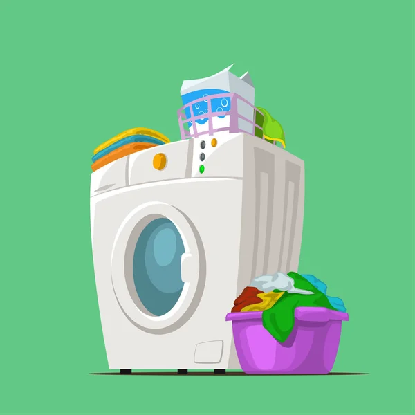 Waschmaschine auf Grün — Stockvektor