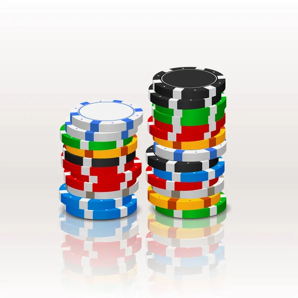 Fichas de póquer en una pila — Vector de stock
