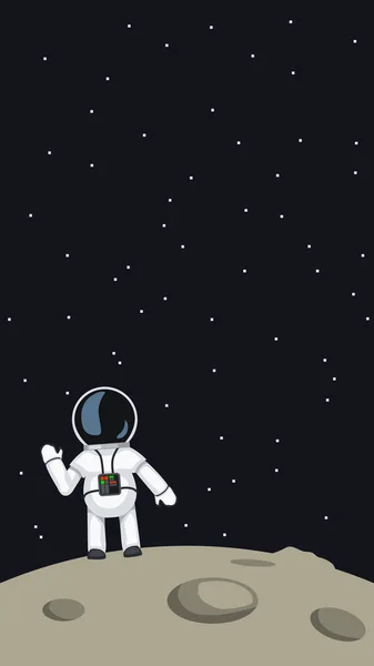 Astronauta acenando na lua — Vetor de Stock