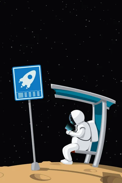 Esperando el transporte — Vector de stock