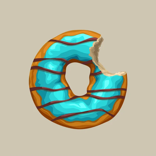 Zoete donut blauwe kleur op helder — Stockvector