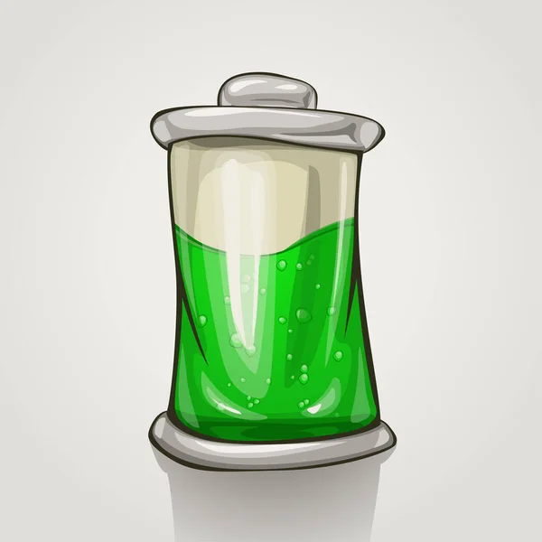 Batterie de dessin animé liquide vert — Image vectorielle