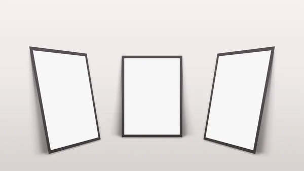 Három képkocka árnyékokkal a falnál — Stock Vector
