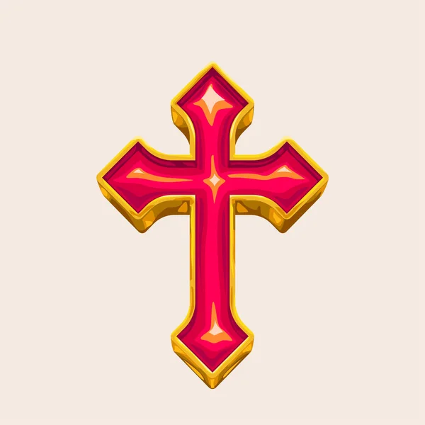 Золотой католический крест — стоковый вектор