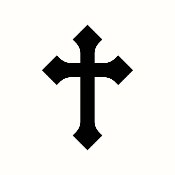 Croix catholique noire sur blanc — Image vectorielle