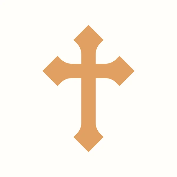 Žlutý katolický kříž na bílém — Stockový vektor