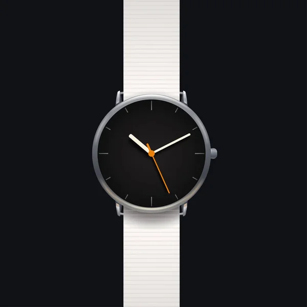 Reloj clásico moderno sobre fondo negro — Vector de stock