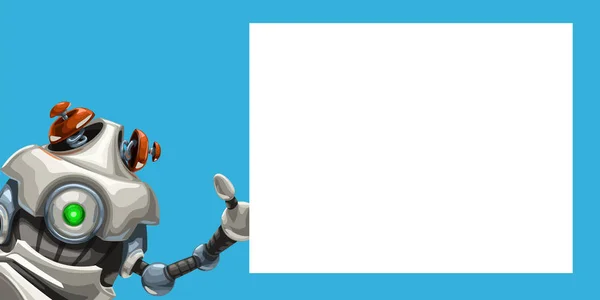 Roztomilý robot s bílou deskou — Stockový vektor