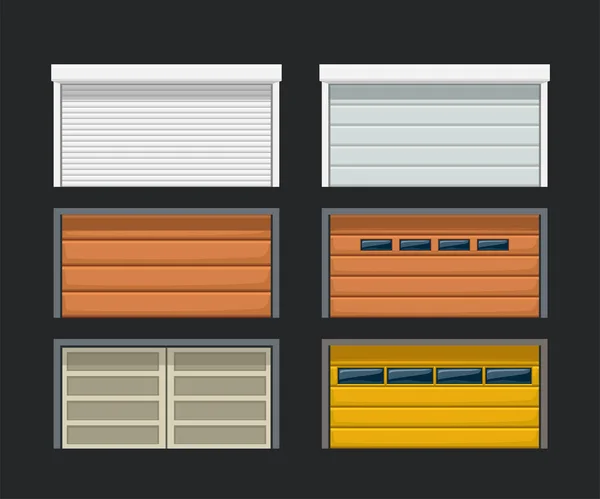 Garage doors set on dark — Stock Vector