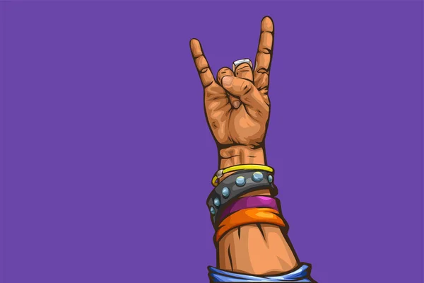 Hard rock main sur violet — Image vectorielle