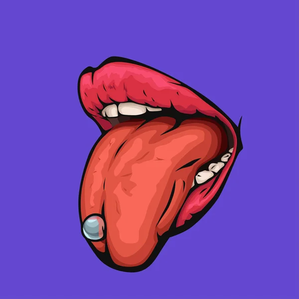 紫の上の女性の口の脳卒中 — ストックベクタ