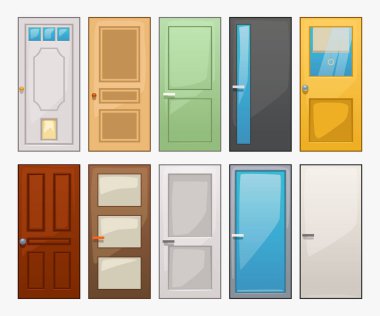 doors set isolated on white background