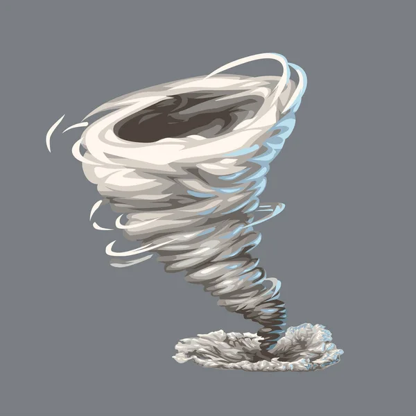 Cartone animato colorato tornado su grigio — Vettoriale Stock