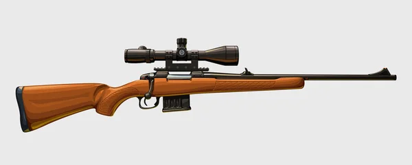 Wooden sniper rifle side view — ストックベクタ