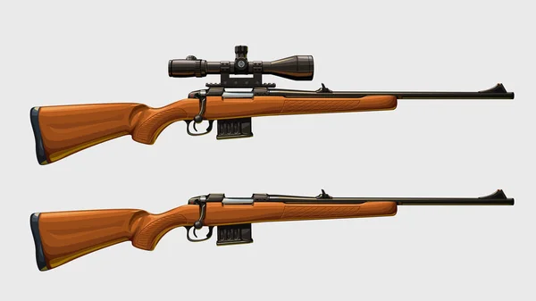 Снайперские винтовки с боковым видом — стоковый вектор